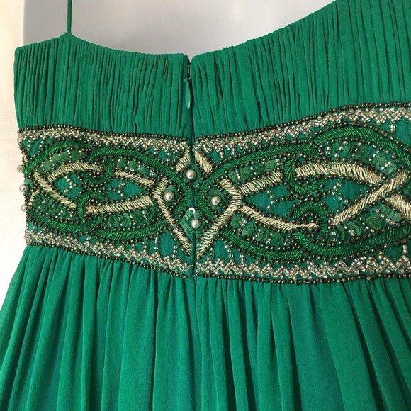 Aidan Mattox Silk Dress Prom Evening Green 0 XS - Picture 2 of 8